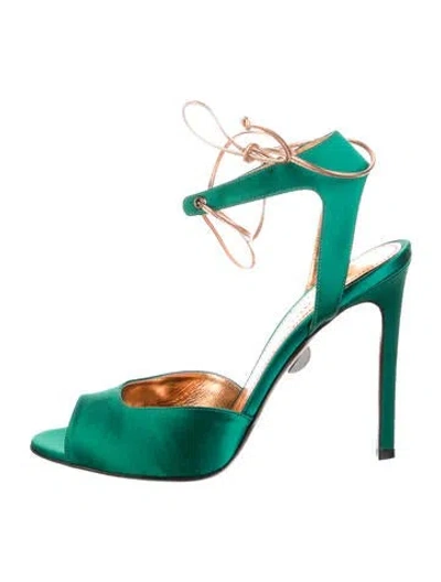 Pre-owned Samuele Failli Satin Sandals In Green