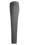 Samuelsohn Flat Front Straight Leg Wool Dress Pants In Mid Grey