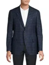 Samuelsohn Men's Checked Wool-silk Sport Coat In Blue