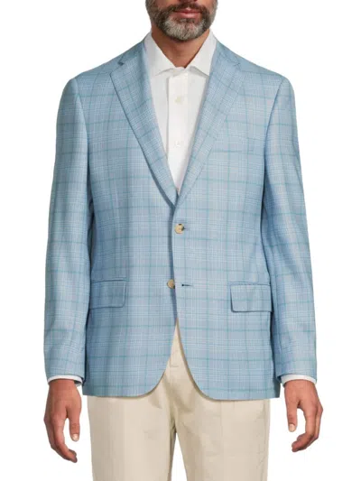 Samuelsohn Men's Plaid Wool-silk Sportcoat In Blue