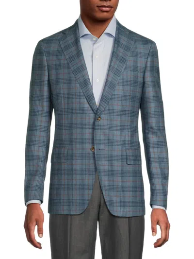 Samuelsohn Men's Plaid Wool Two-button Sportcoat In Blue