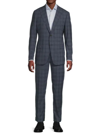 Samuelsohn Men's Plaid Wool Two-button Suit In Blue