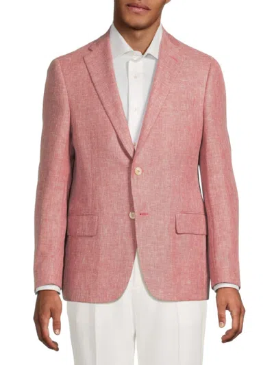 Samuelsohn Men's Textured Wool-linen-silk Sportcoat In Red