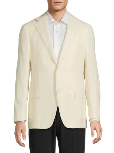 Samuelsohn Men's Textured Wool-silk-linen Sportcoat In White