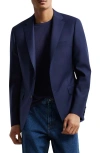 Samuelsohn Navy Double Twist 130s Wool Blazer In Blue