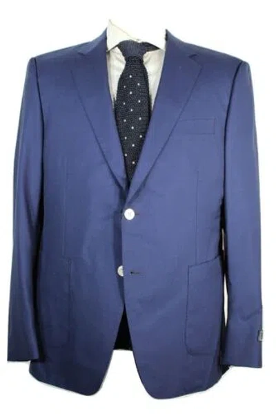 Pre-owned Samuelsohn – Navy Four-season Wool Blazer, Size 40 Short In Blue