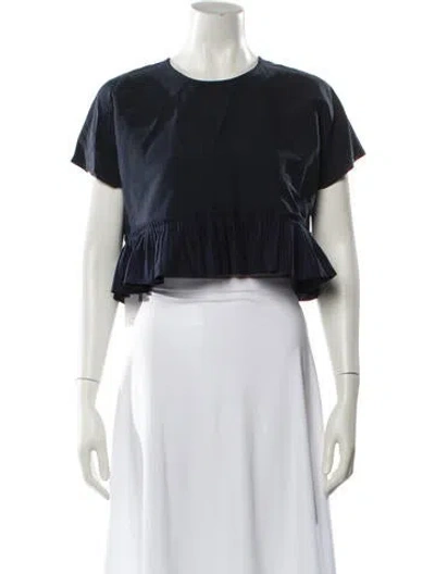 Pre-owned Samuji Linen Crew Neck Crop Top In Black