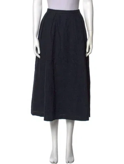 Pre-owned Samuji Linen Midi Length Skirt In Blue