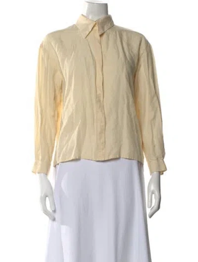 Pre-owned Samuji Long Sleeve Button-up Top In Neutral