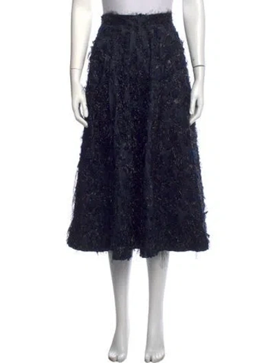 Pre-owned Samuji Patterned Midi Length Skirt In Blue