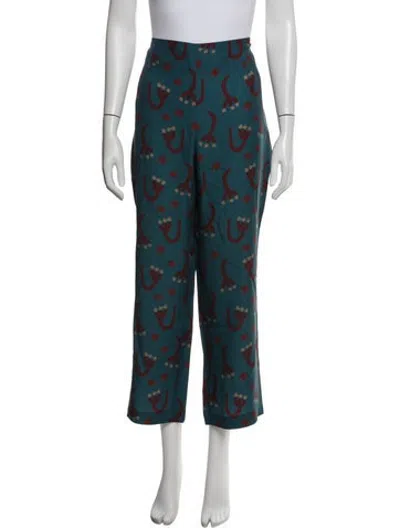Pre-owned Samuji Printed Straight Leg Pants In Blue