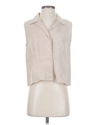 Pre-owned Samuji Sleeveless Button Down Shirt In Tan
