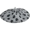 San Diego Hat Animal Print Wool Beret In Gray