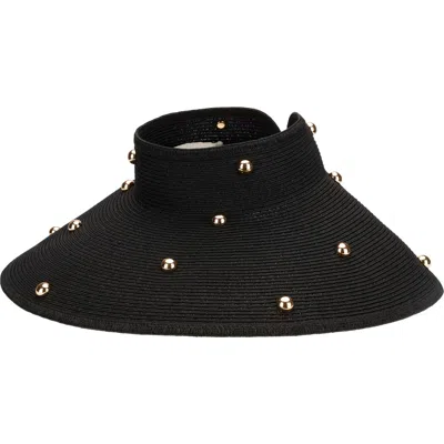 San Diego Hat Bead Accent Packable Wide Brim Visor In Black