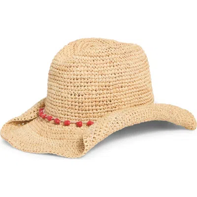 San Diego Hat Beaded Raffia Cowboy Hat In Pink