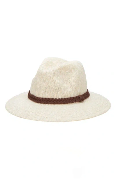 San Diego Hat Braided Belt Knit Fedora In Ivory