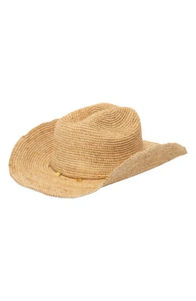 San Diego Hat Chain Detail Raffia Cowboy Hat In Brown
