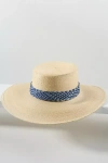 San Diego Hat Co. Bolero Patterned Straw Boater In White