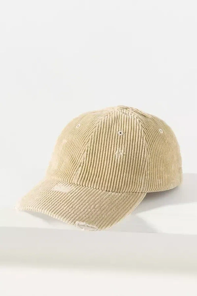 San Diego Hat Co. Distressed Corduroy Baseball Cap In White