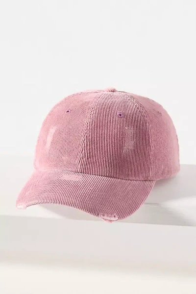 San Diego Hat Co. Distressed Corduroy Baseball Cap In Pink