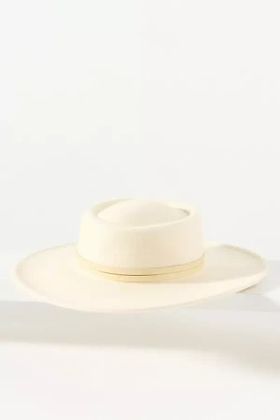 San Diego Hat Co. Ella Double-belt Wool Boater In White