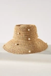 San Diego Hat Co. Embellished Straw Bucket Hat In Beige