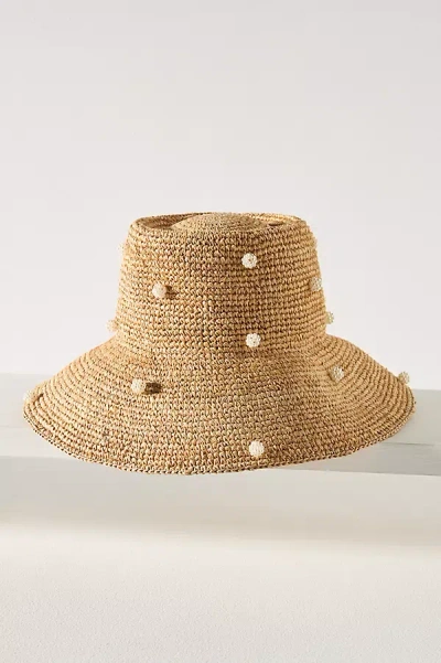 San Diego Hat Co. Embellished Straw Bucket Hat In Beige
