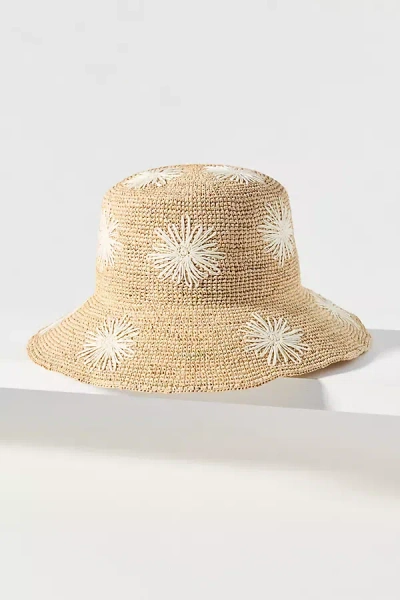 San Diego Hat Co. Floral Embroidered Bucket Hat In White