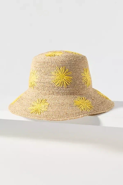 San Diego Hat Co. Floral Embroidered Bucket Hat In Yellow