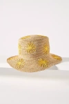 San Diego Hat Co. Floral Embroidered Straw Bucket Hat In Yellow