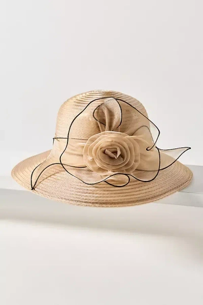 San Diego Hat Co. Rosette Organza Boater In Gold