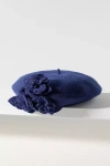 San Diego Hat Co. Wool Flower Beret In Blue