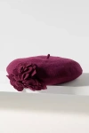 San Diego Hat Co. Wool Flower Beret In Purple
