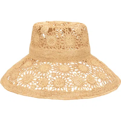 San Diego Hat Coast Floral Raffia Sun Hat In Brown