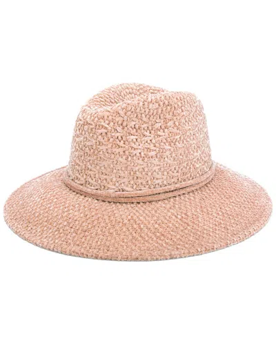 San Diego Hat Company Chenille Knit Wide Brim Fedora In Pink