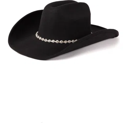 San Diego Hat Crystal Flower Trim Cowboy Hat In Black