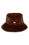 San Diego Hat Faux Fur Bucket Hat In Brown