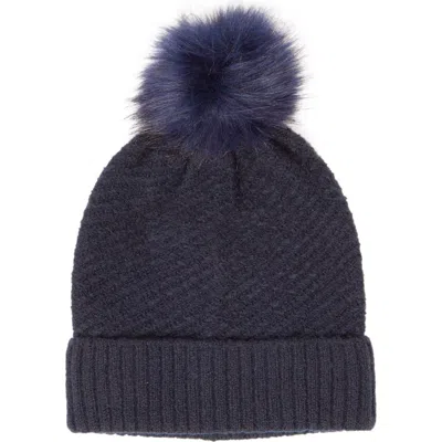 San Diego Hat Faux Fur Pompom Beanie In Blue