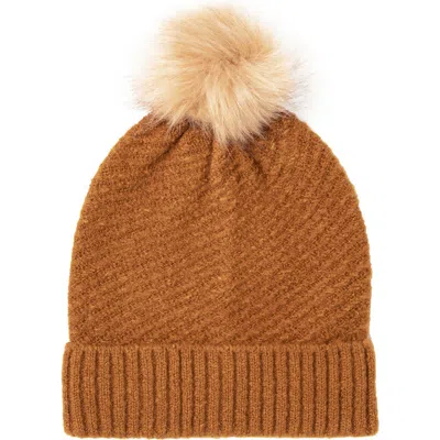 San Diego Hat Faux Fur Pompom Beanie In Brown