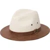 San Diego Hat Faux Leather Brim Fedora In Brown