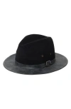 San Diego Hat Faux Leather Brim Fedora In Black