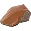 San Diego Hat Faux Leather Herringbone Driving Cap In Brown