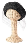 San Diego Hat Fishnet Veil Beret In Black