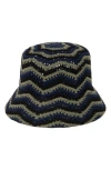 San Diego Hat Knit Chevron Bucket Hat In Navy