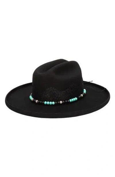 San Diego Hat Lace Trim Wool Felt Fedora Hat In Black