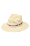 San Diego Hat Perforated Ribbon Trim Straw Fedora In Brown