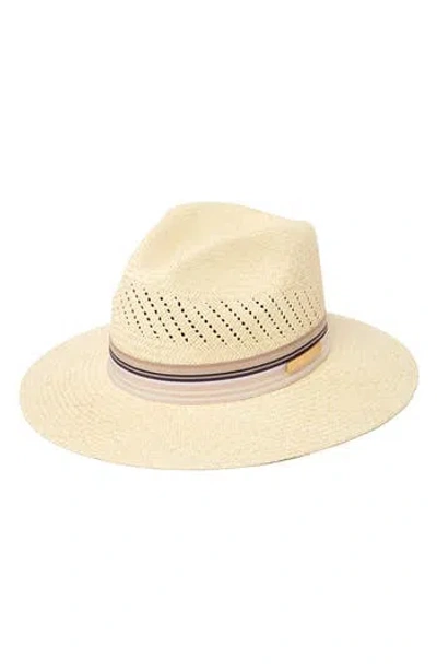 San Diego Hat Perforated Ribbon Trim Straw Fedora In Brown