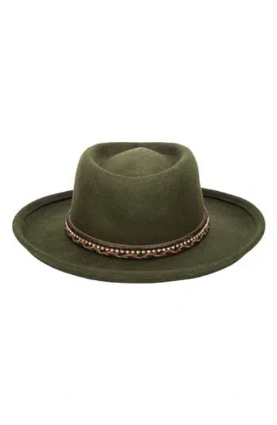 San Diego Hat Rhinestone & Braided Leather Wool Gambler Hat In Green