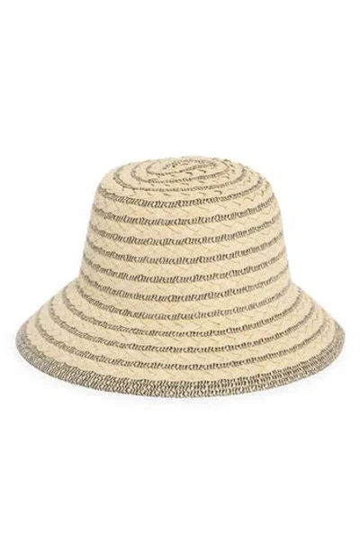 San Diego Hat Stripe Straw Bucket Hat In Neutral