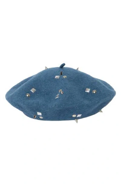 San Diego Hat Studded Wool Blend Beret In Blue